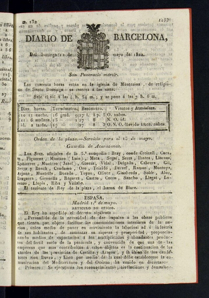 Miniatura de Diario de Barcelona del 12 de mayo de 1822