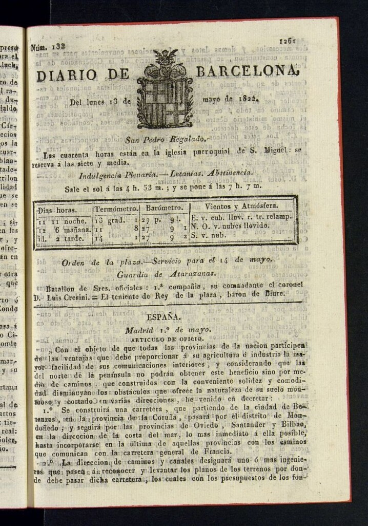 Miniatura de Diario de Barcelona del 13 de mayo de 1822