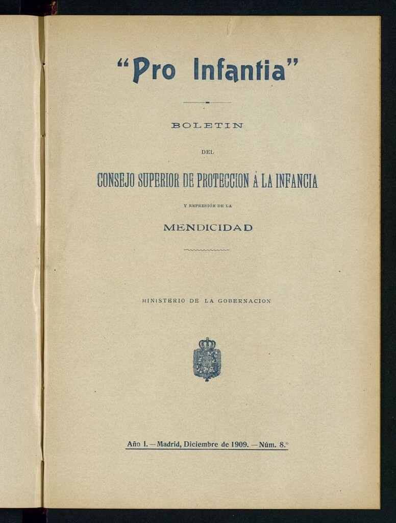 Miniatura de Pro Infantia : boletín del Consejo Superior de Protección a la Infancia y Represión de la Mendicidad de diciembre de 1909
