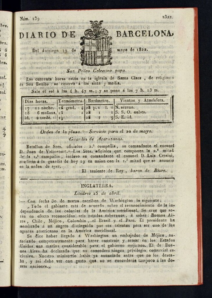 Miniatura de Diario de Barcelona del 19 de mayo de 1822