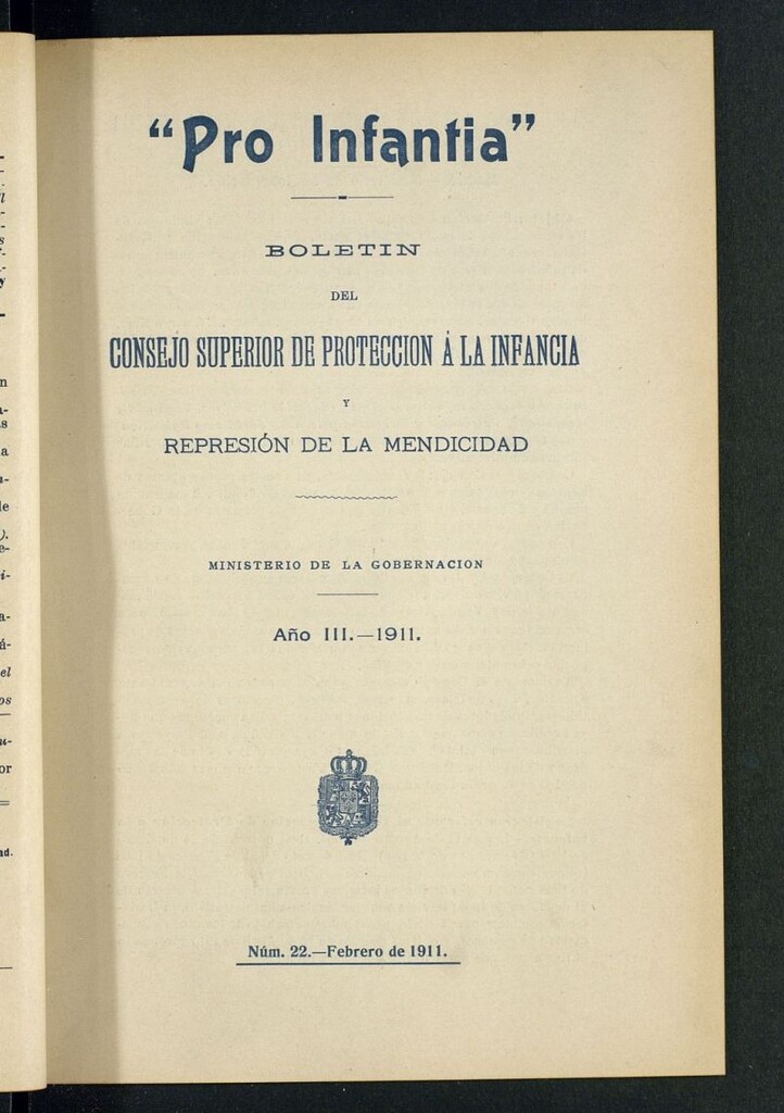 Miniatura de Pro Infantia : boletín del Consejo Superior de Protección a la Infancia y Represión de la Mendicidad de febrero de 1911