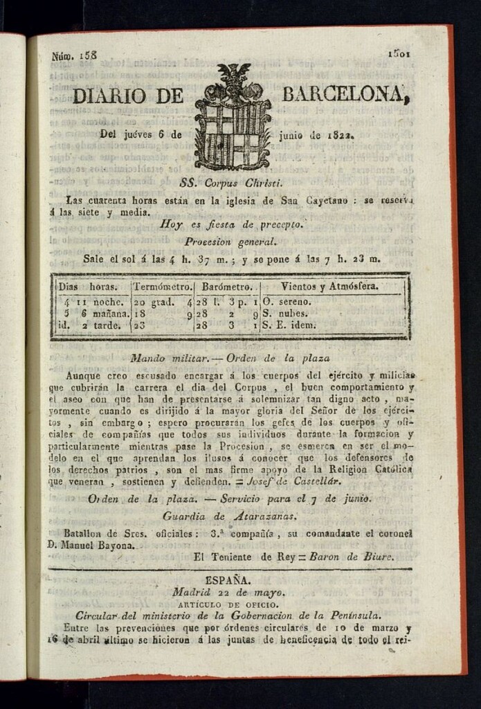 Miniatura de Diario de Barcelona del 6 de junio de 1822