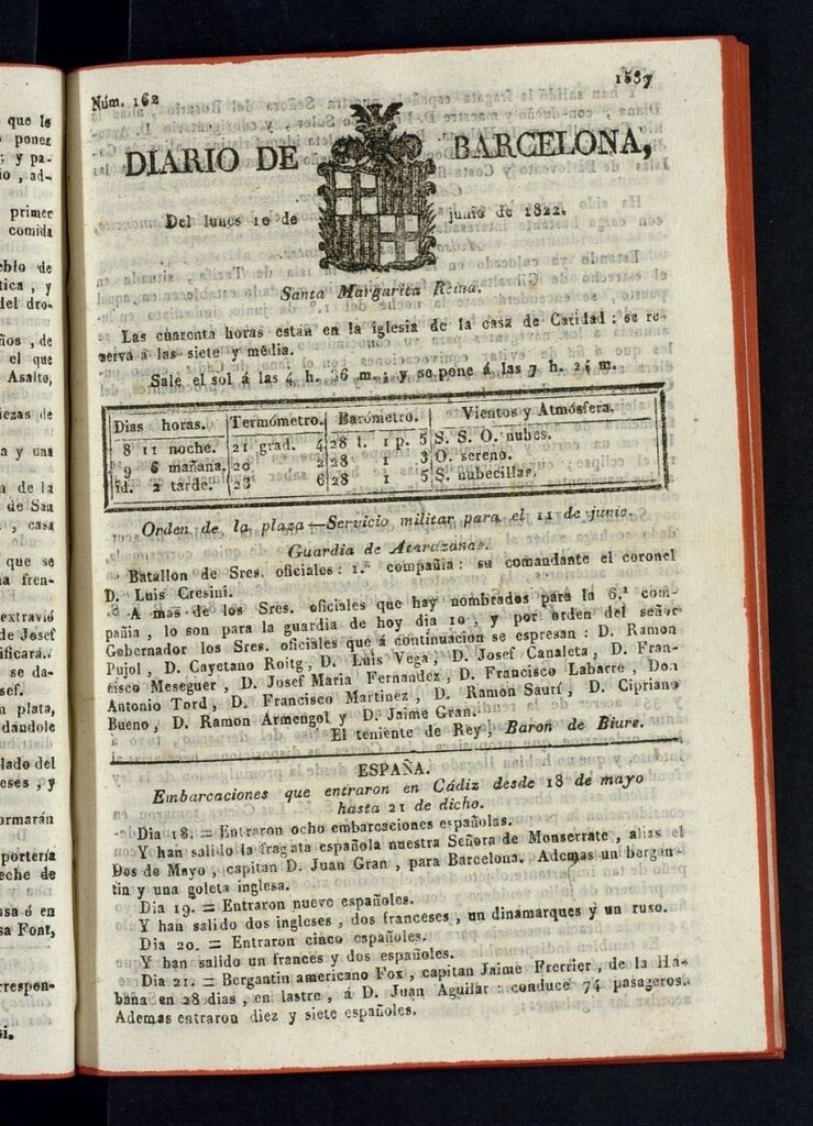 Miniatura de Diario de Barcelona del 10 de junio de 1822