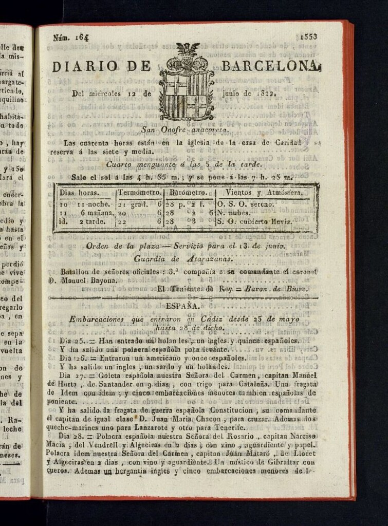 Miniatura de Diario de Barcelona del 12 de junio de 1822