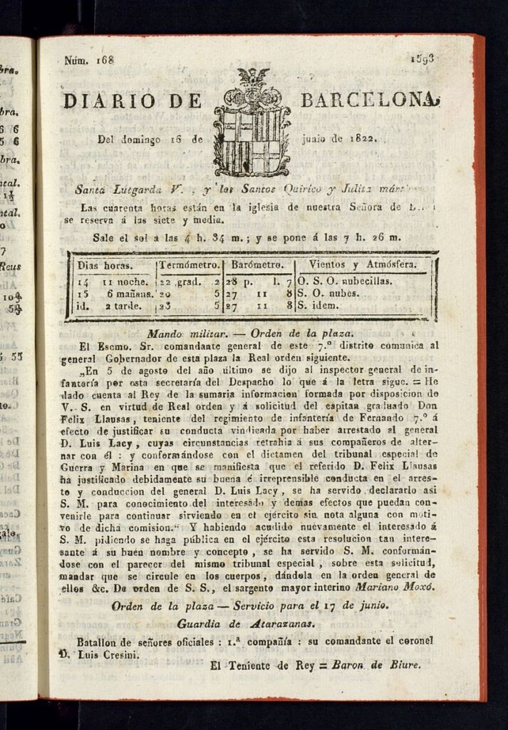 Miniatura de Diario de Barcelona del 16 de junio de 1822