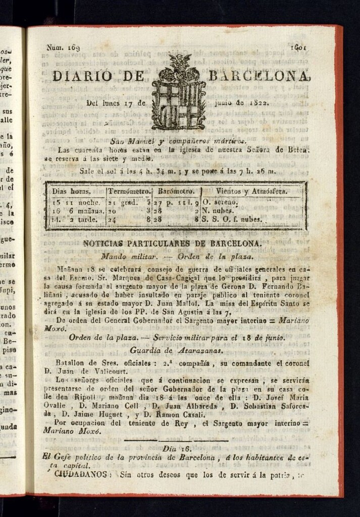 Miniatura de Diario de Barcelona del 17 de junio de 1822