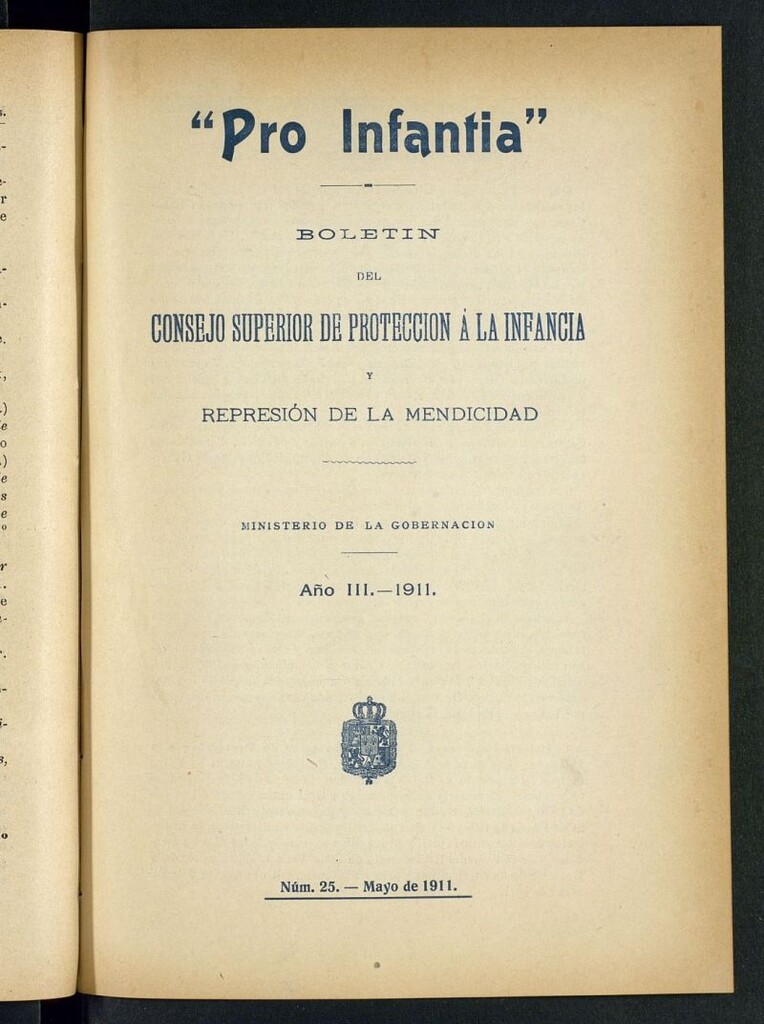Miniatura de Pro Infantia : boletín del Consejo Superior de Protección a la Infancia y Represión de la Mendicidad de mayo de 1911