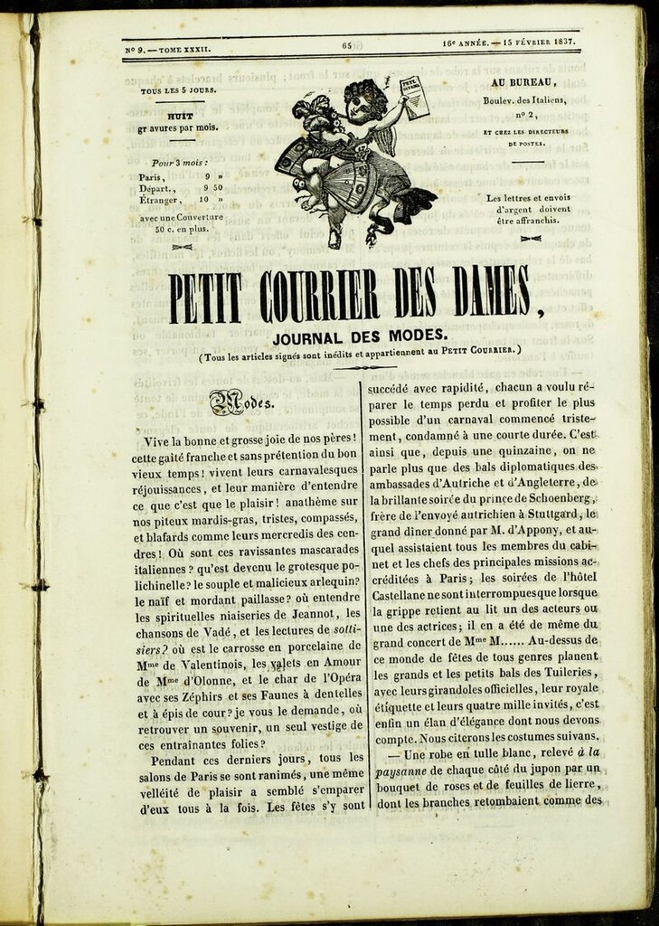 Miniatura de Petit Courrier des Dames : annonces des modes, des nouveautés et des arts del 15 de Febrero de 1837