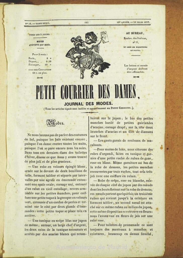 Miniatura de Petit Courrier des Dames : annonces des modes, des nouveautés et des arts del 10 de Marzo de 1838