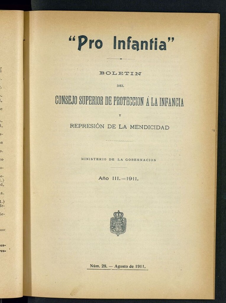 Miniatura de Pro Infantia : boletín del Consejo Superior de Protección a la Infancia y Represión de la Mendicidad de agosto de 1911