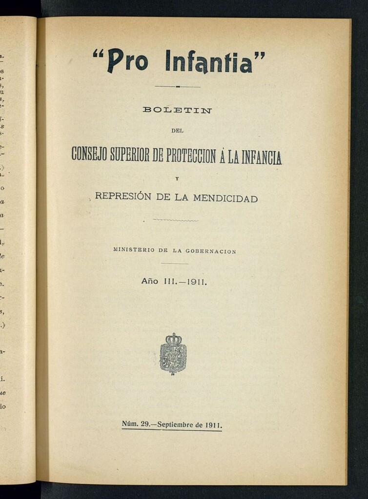 Miniatura de Pro Infantia : boletín del Consejo Superior de Protección a la Infancia y Represión de la Mendicidad de septiembre de 1911