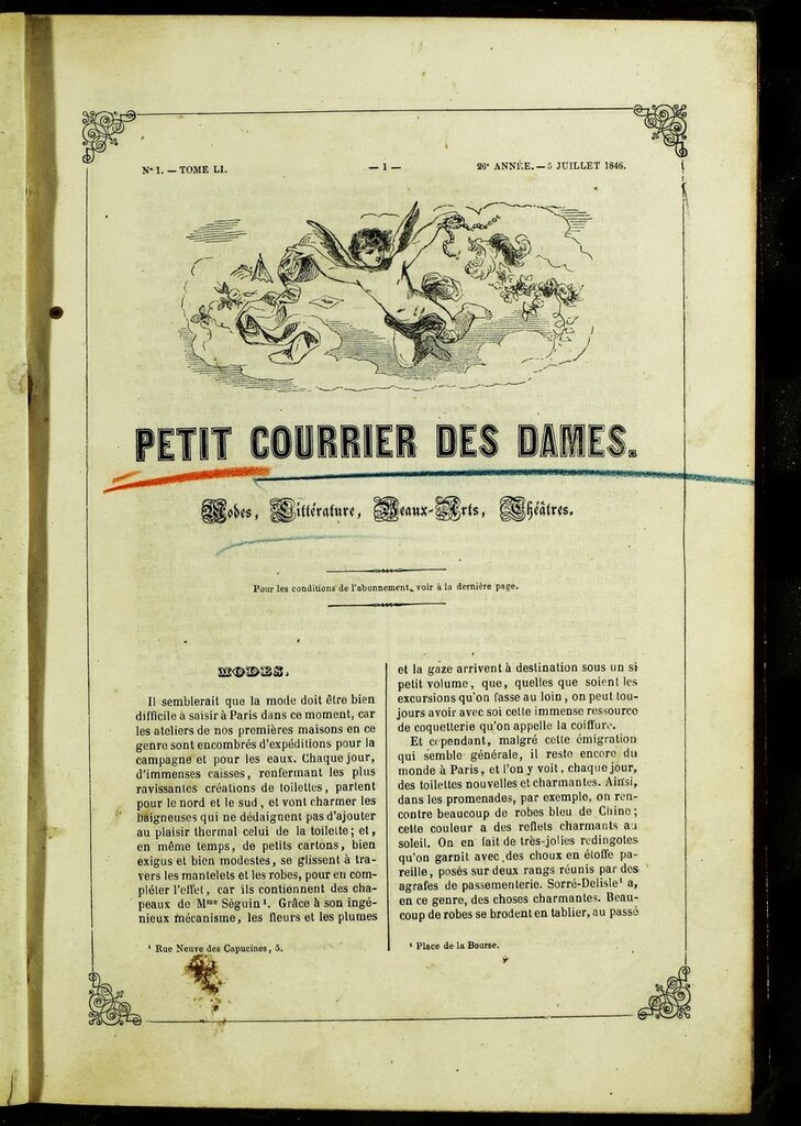 Miniatura de Petit Courrier des Dames : annonces des modes, des nouveautés et des arts del 5 de Julio de 1846