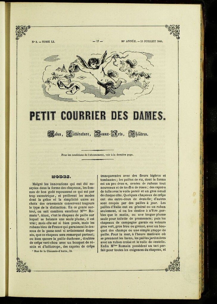 Miniatura de Petit Courrier des Dames : annonces des modes, des nouveautés et des arts del 15 de Julio de 1846