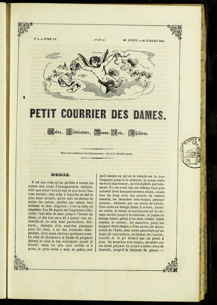 Miniatura de Petit Courrier des Dames : annonces des modes, des nouveautés et des arts del 20 de Julio de 1846