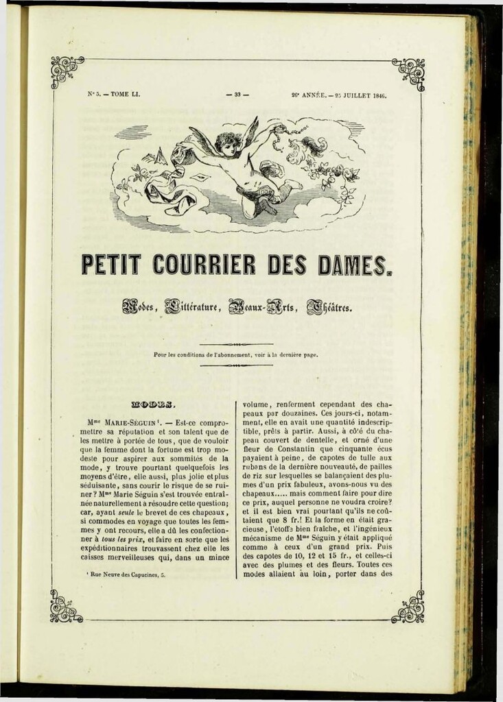 Miniatura de Petit Courrier des Dames : annonces des modes, des nouveautés et des arts del 25 de Julio de 1846