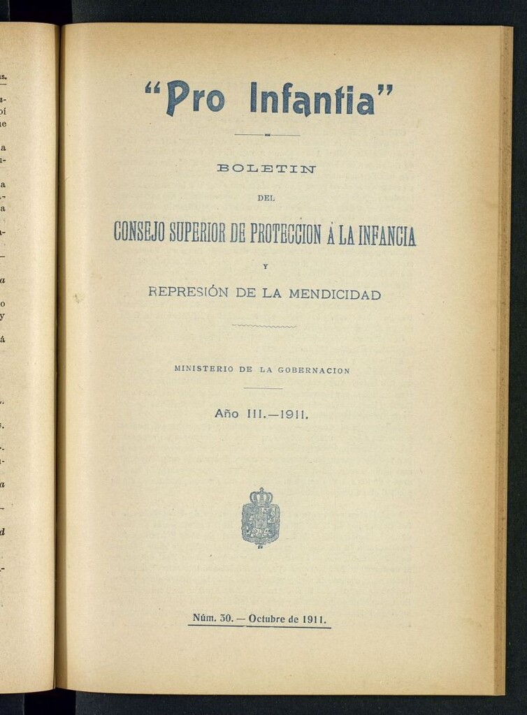 Miniatura de Pro Infantia : boletín del Consejo Superior de Protección a la Infancia y Represión de la Mendicidad de octubre de 1911
