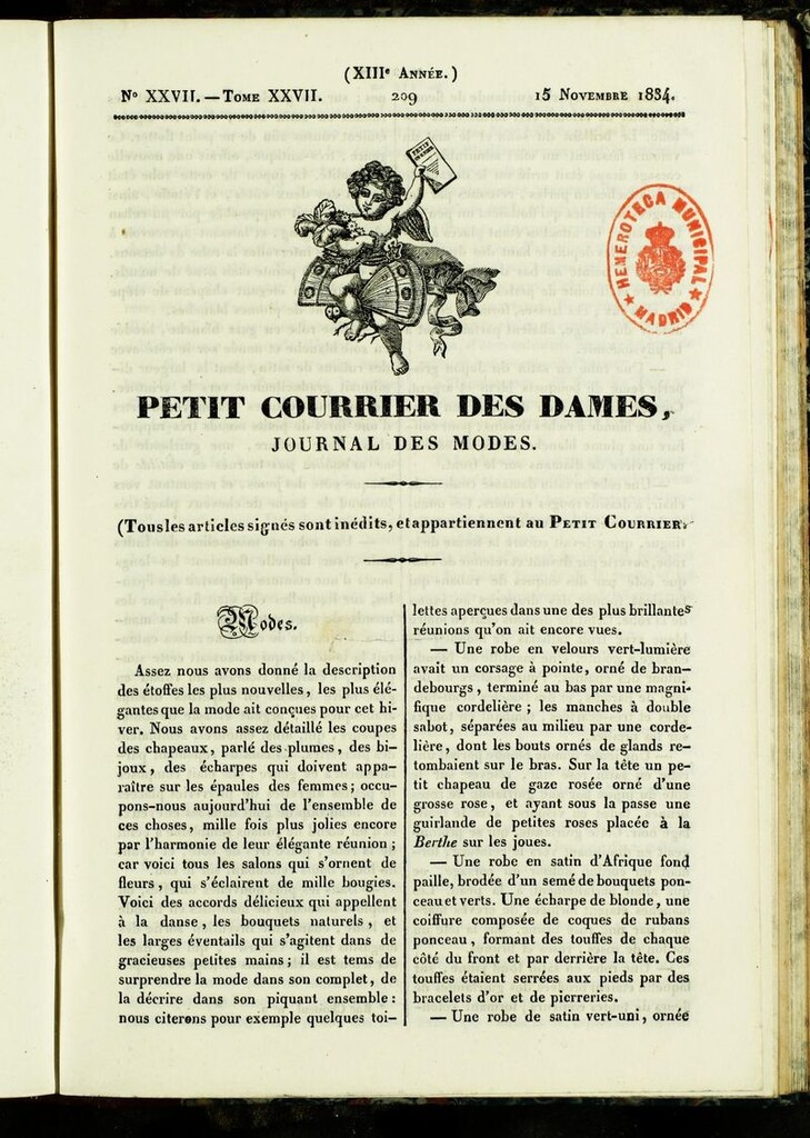 Miniatura de Petit Courrier Des Dames del 15 de noviembre de 1834