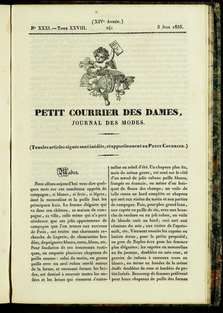 Miniatura de Petit Courrier des Dames : annonces des modes, des nouveautés et des arts del 05 de Junio de 1835