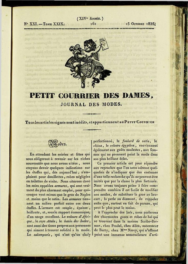 Miniatura de Petit Courrier des Dames : annonces des modes, des nouveautés et des arts del 15 de Octubre de 1835