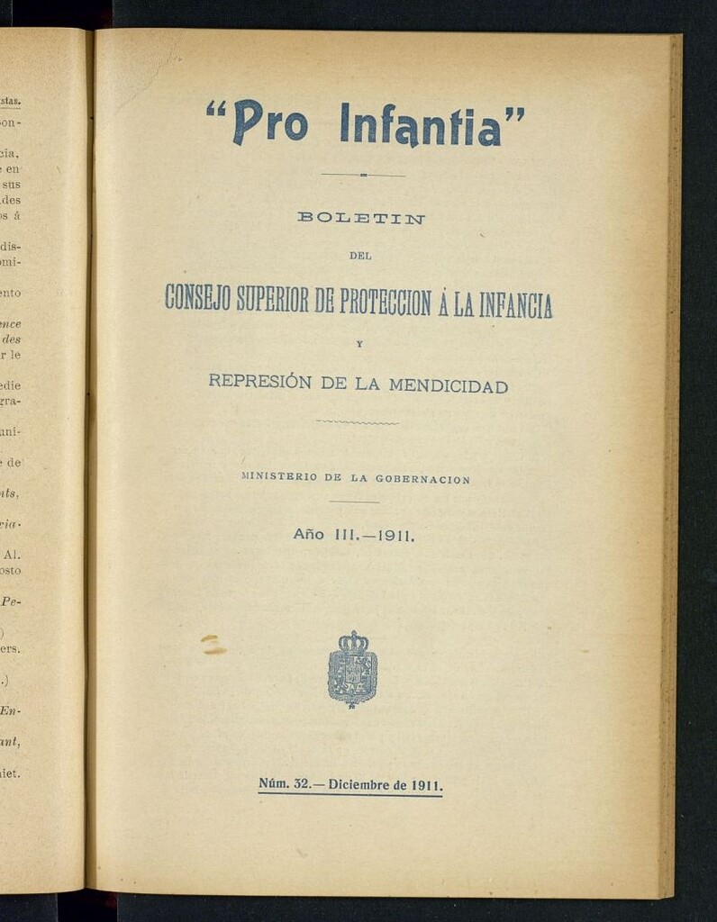 Miniatura de Pro Infantia : boletín del Consejo Superior de Protección a la Infancia y Represión de la Mendicidad de diciembre de 1911