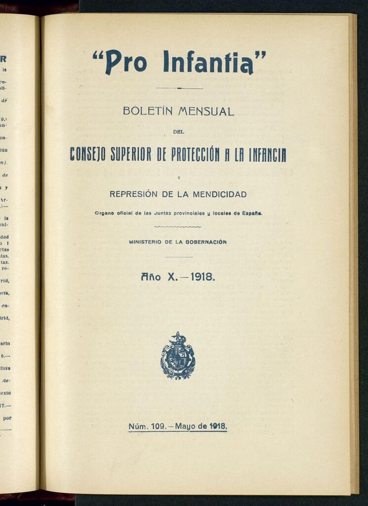 Miniatura de Pro Infantia : boletín del Consejo Superior de Protección a la Infancia y Represión de la Mendicidad de mayo de 1918
