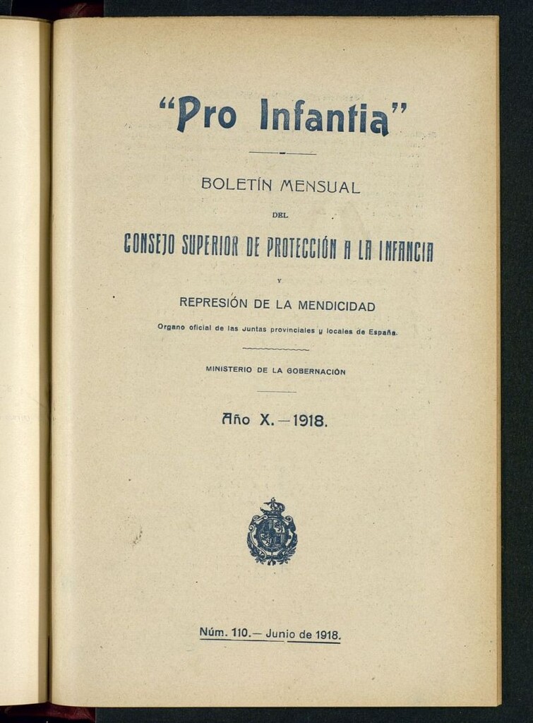 Miniatura de Pro Infantia : boletín del Consejo Superior de Protección a la Infancia y Represión de la Mendicidad de junio de 1918