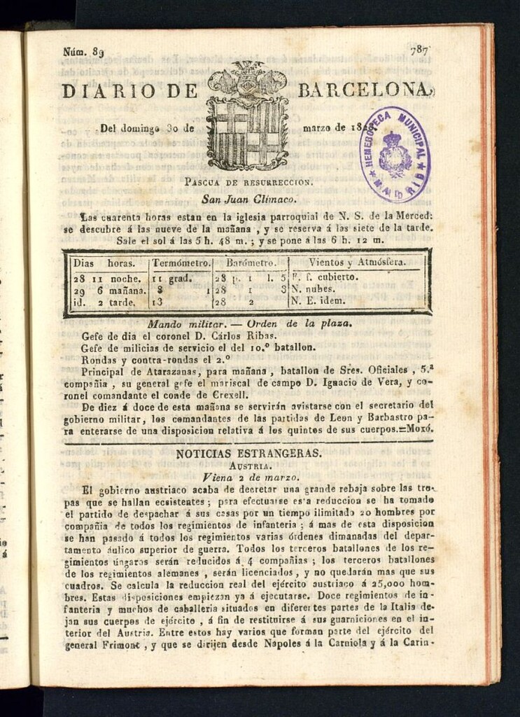 Miniatura de Diario de Barcelona del 30 de marzo de 1823