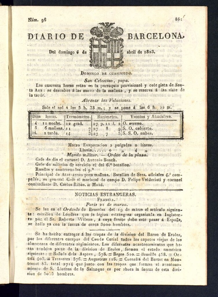 Miniatura de Diario de Barcelona del 6 de abril de 1823