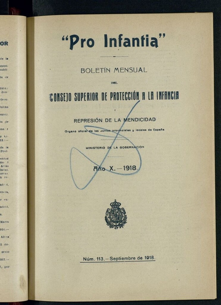 Miniatura de Pro Infantia : boletín del Consejo Superior de Protección a la Infancia y Represión de la Mendicidad de septiembre de 1918