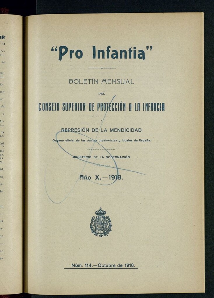 Miniatura de Pro Infantia : boletín del Consejo Superior de Protección a la Infancia y Represión de la Mendicidad de octubre de 1918
