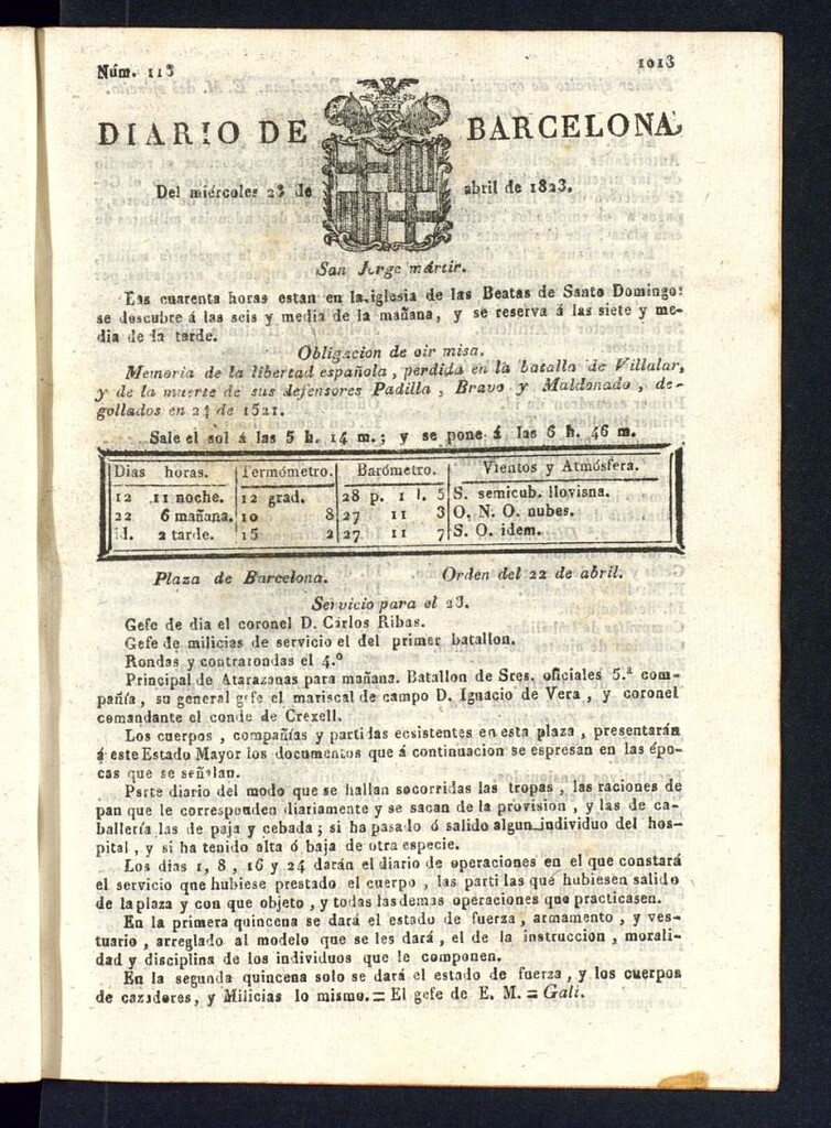 Miniatura de Diario de Barcelona del 23 de abril de 1823