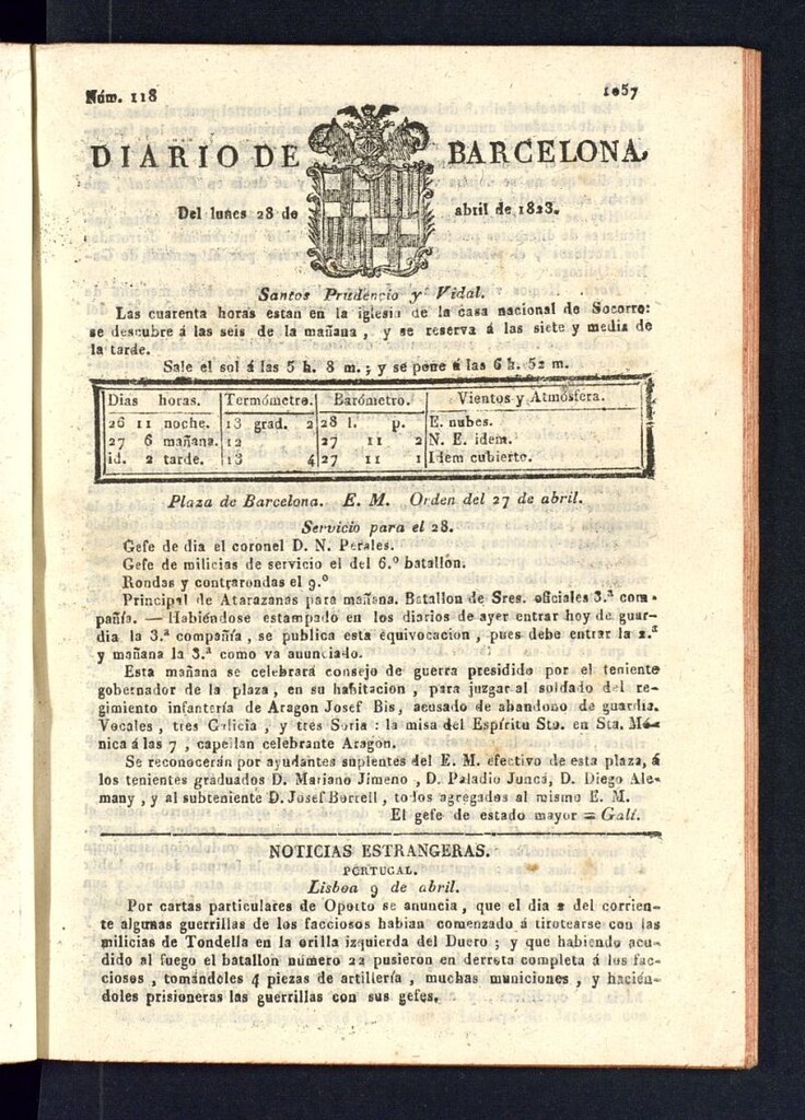 Miniatura de Diario de Barcelona del 28 de abril de 1823
