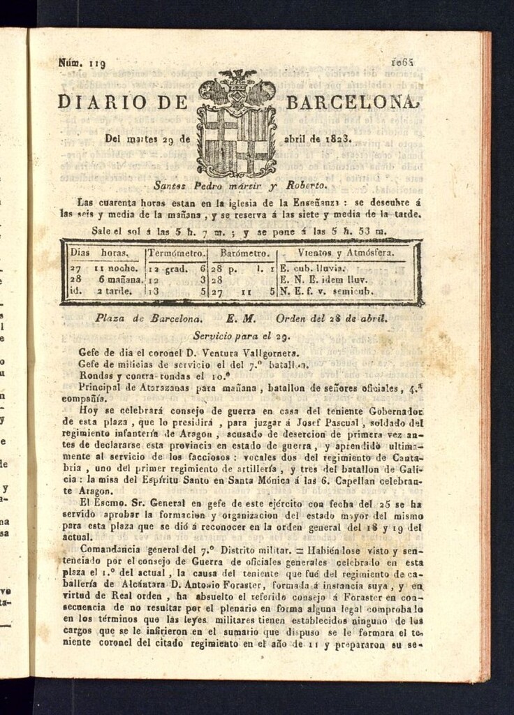 Miniatura de Diario de Barcelona del 29 de abril de 1823
