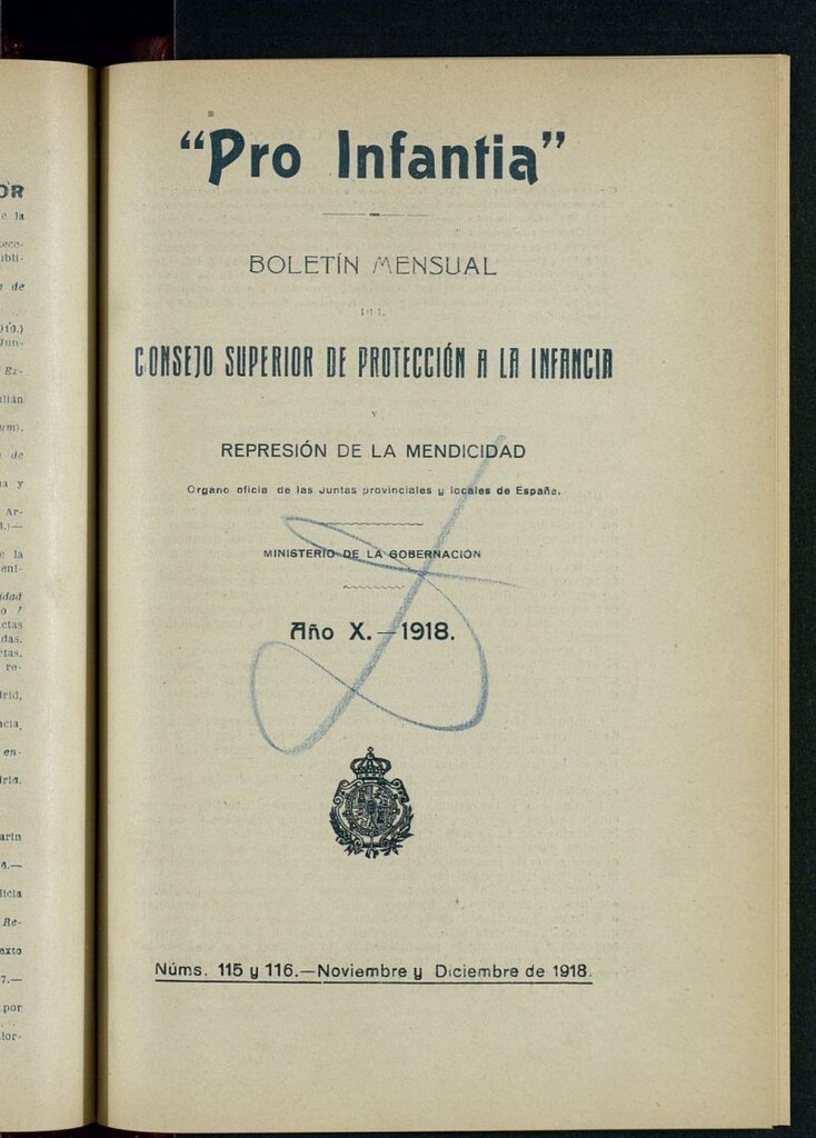 Miniatura de Pro Infantia : boletín del Consejo Superior de Protección a la Infancia y Represión de la Mendicidad de noviembre y diciembre de 1918
