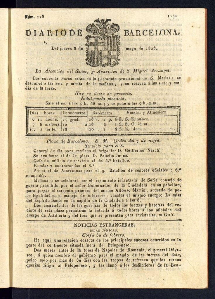 Miniatura de Diario de Barcelona del 8 de mayo de 1823