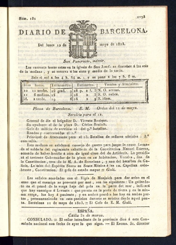Miniatura de Diario de Barcelona del 12 de mayo de 1823