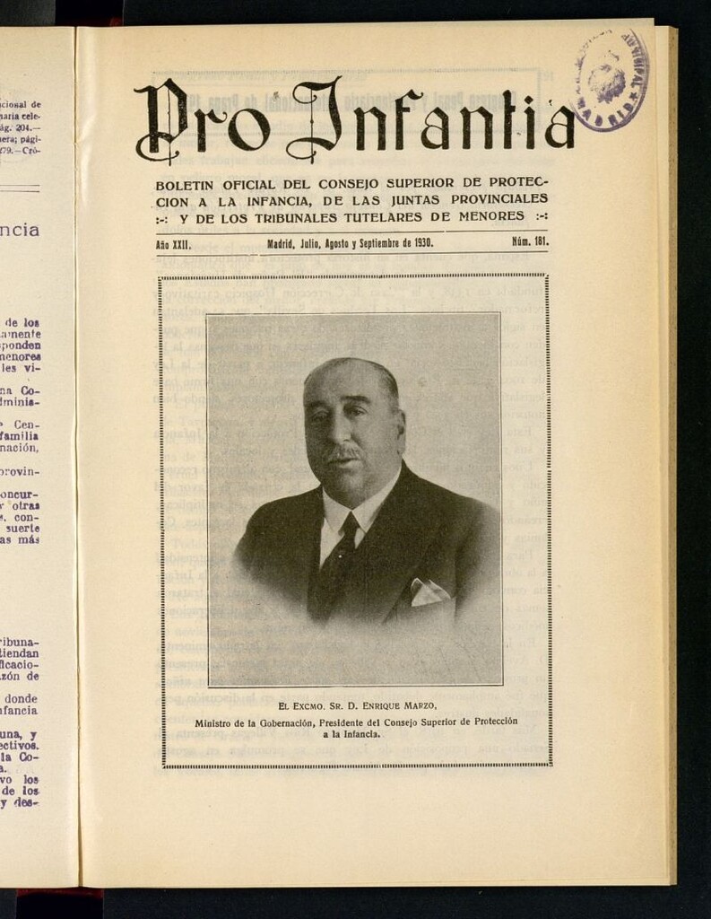 Miniatura de Pro Infantia : boletín del Consejo Superior de Protección a la Infancia y Represión de la Mendicidad de julio,agosto,septiembre de 1930