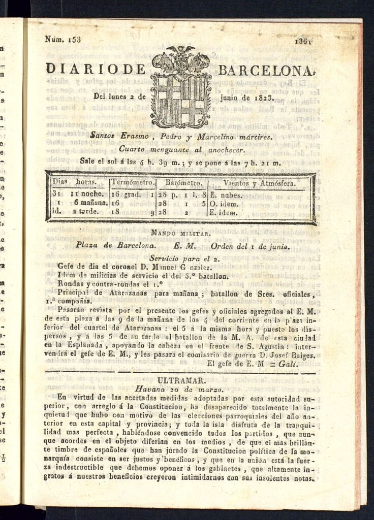 Miniatura de Diario de Barcelona del 2 de junio de 1823