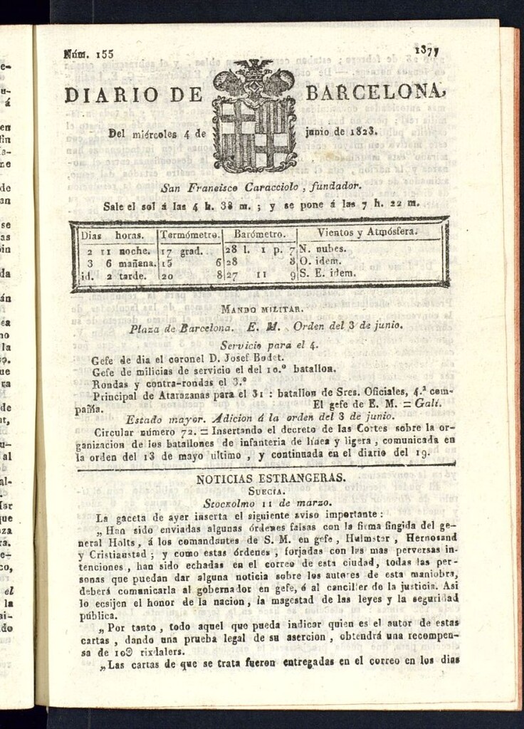 Miniatura de Diario de Barcelona del 4 de junio de 1823