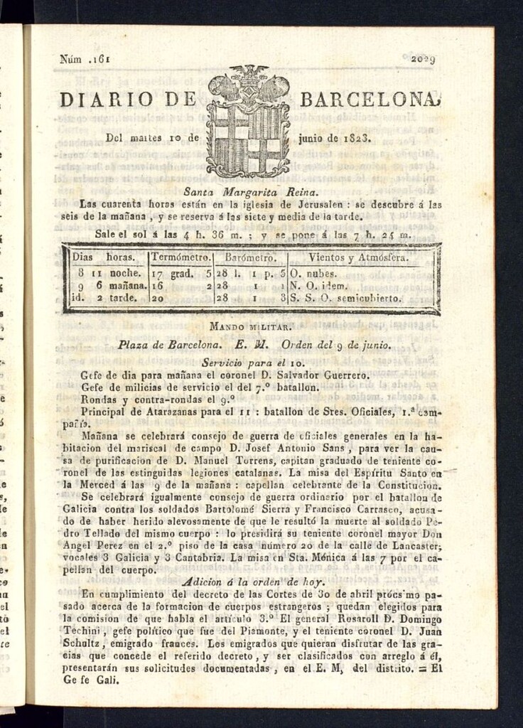 Miniatura de Diario de Barcelona del 10 de junio de 1823
