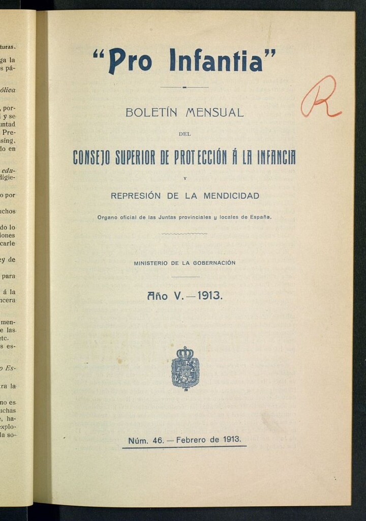 Miniatura de Pro Infantia : boletín del Consejo Superior de Protección a la Infancia y Represión de la Mendicidad de febrero de 1913