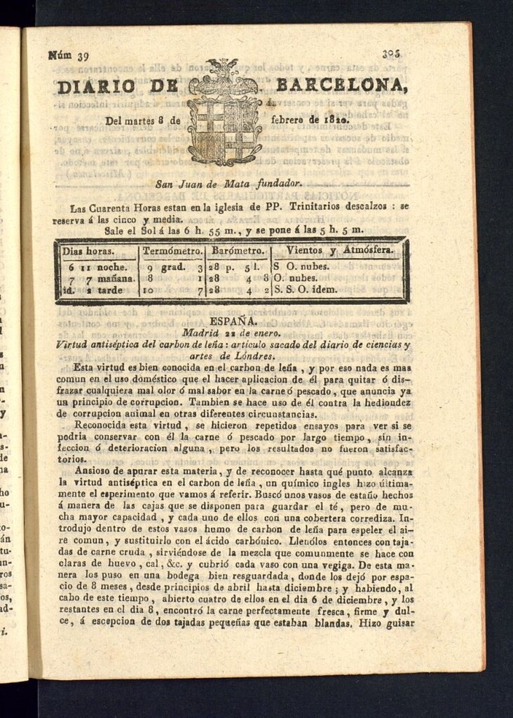 Miniatura de Diario de Barcelona del 8 de febrero de 1820