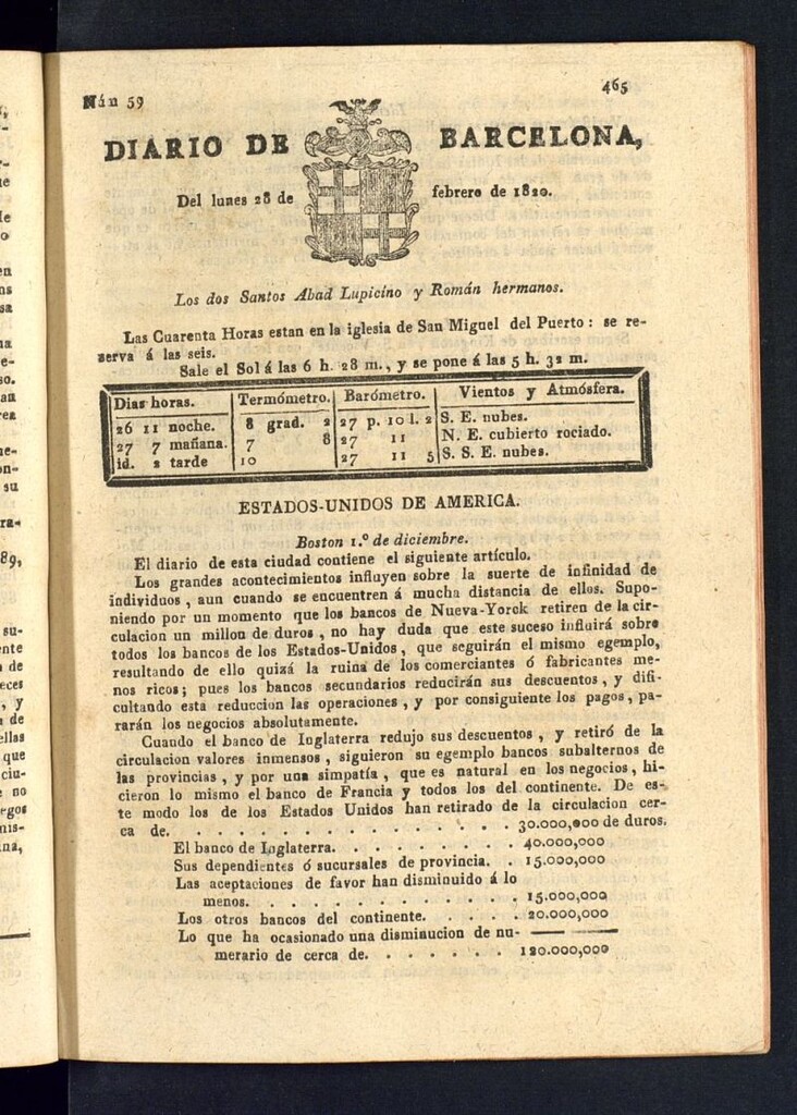 Miniatura de Diario de Barcelona del 28 de febrero de 1820