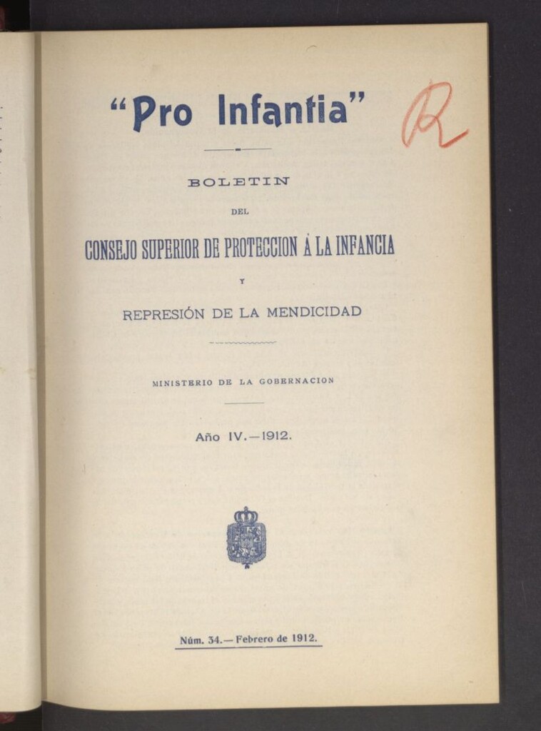 Miniatura de Pro Infantia : boletín del Consejo Superior de Protección a la Infancia y Represión de la Mendicidad de febrero de 1912