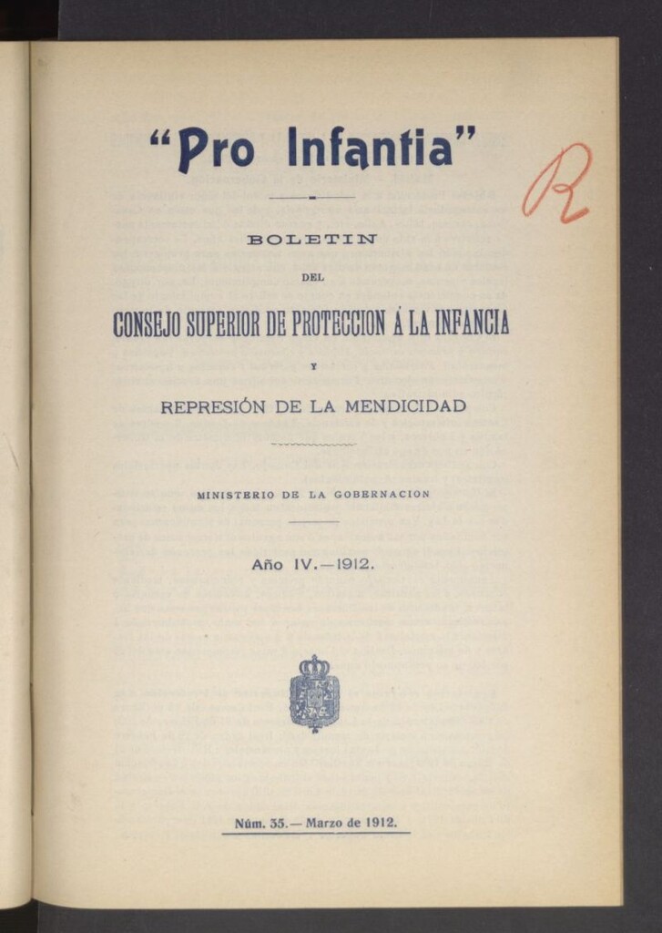 Miniatura de Pro Infantia : boletín del Consejo Superior de Protección a la Infancia y Represión de la Mendicidad de marzo de 1912