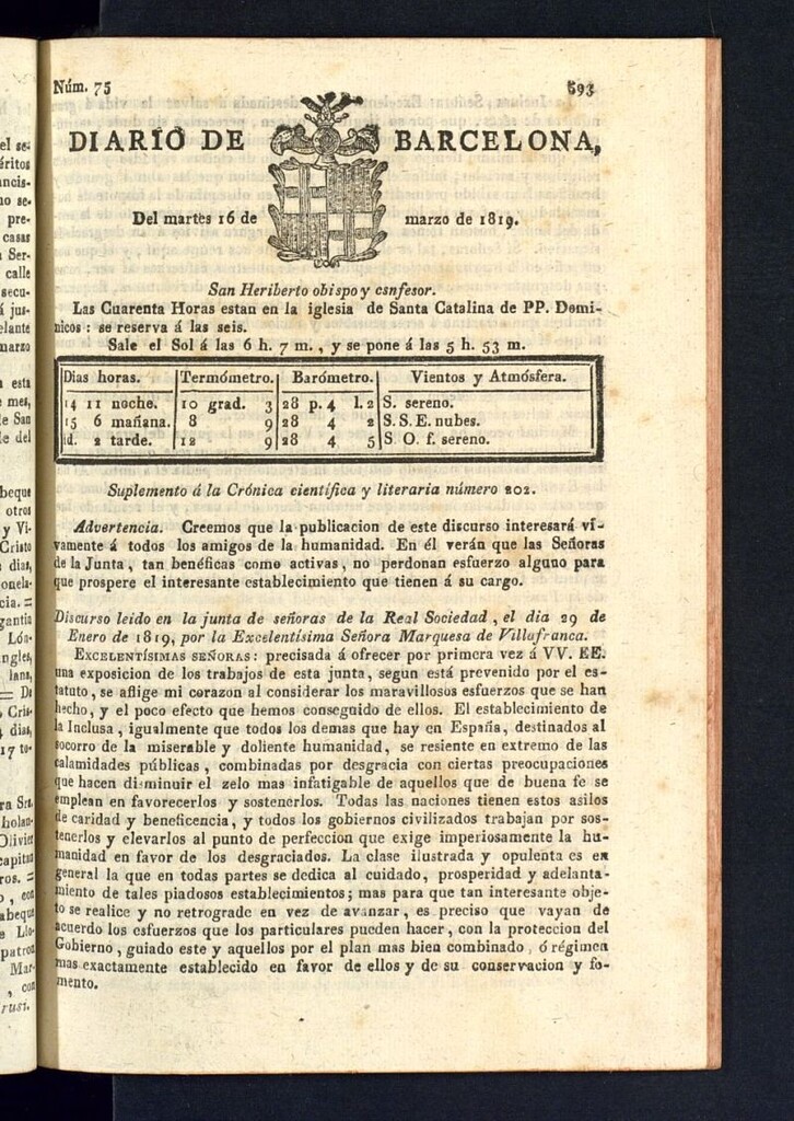 Miniatura de Diario de Barcelona del 16 de marzo de 1820