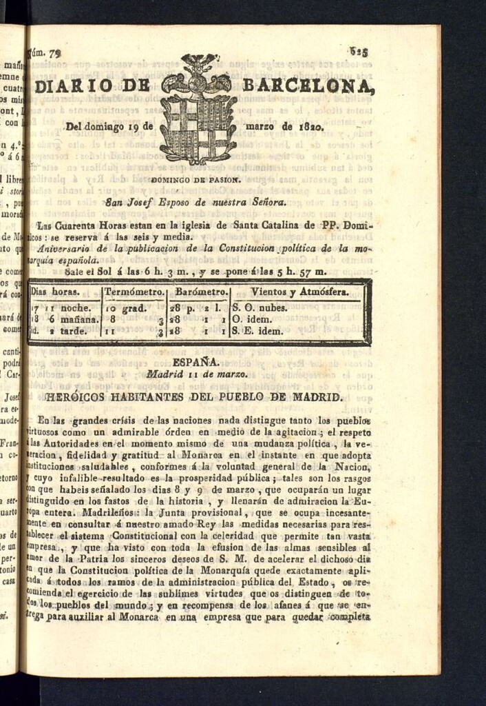 Miniatura de Diario de Barcelona del 19 de marzo de 1820