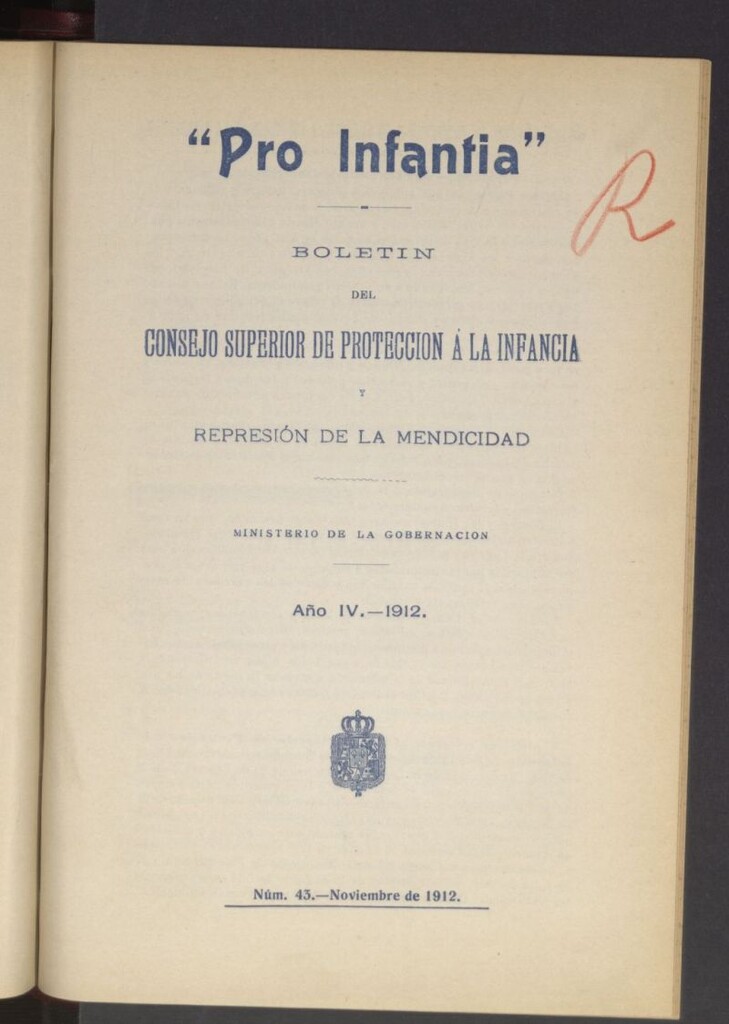 Miniatura de Pro Infantia : boletín del Consejo Superior de Protección a la Infancia y Represión de la Mendicidad de noviembre de 1912