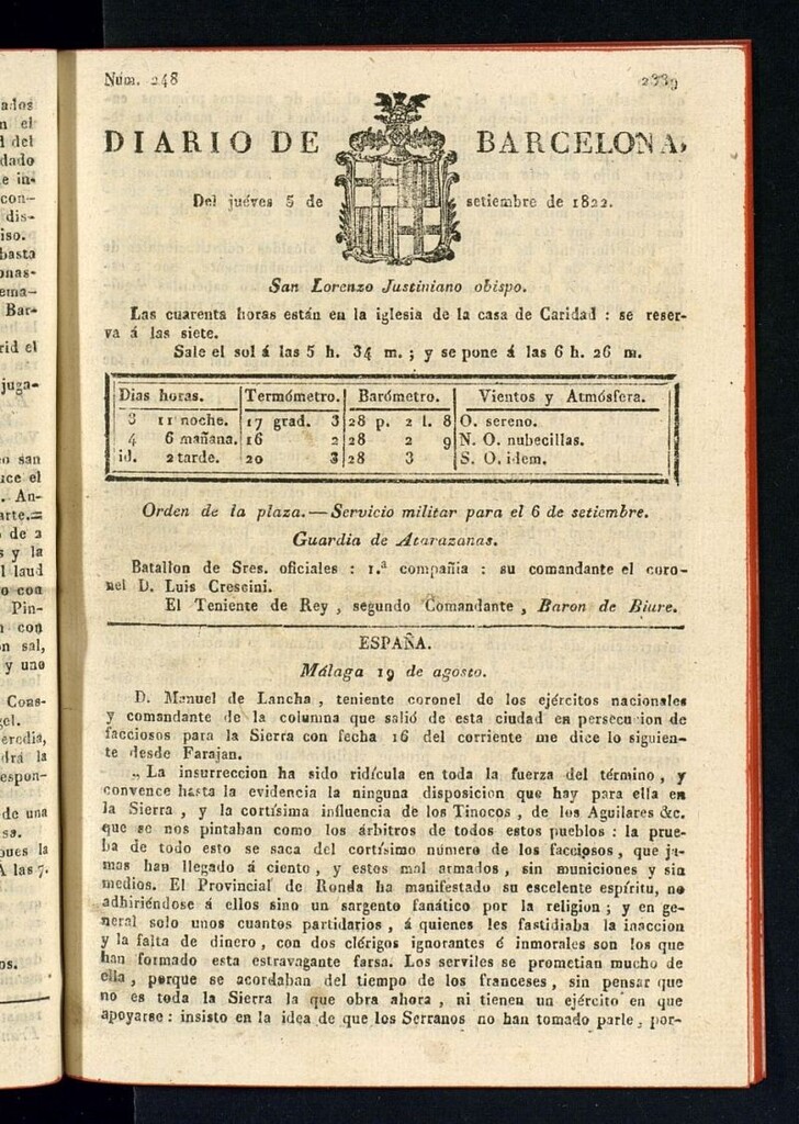 Miniatura de Diario de Barcelona del 5 de septiembre de 1822