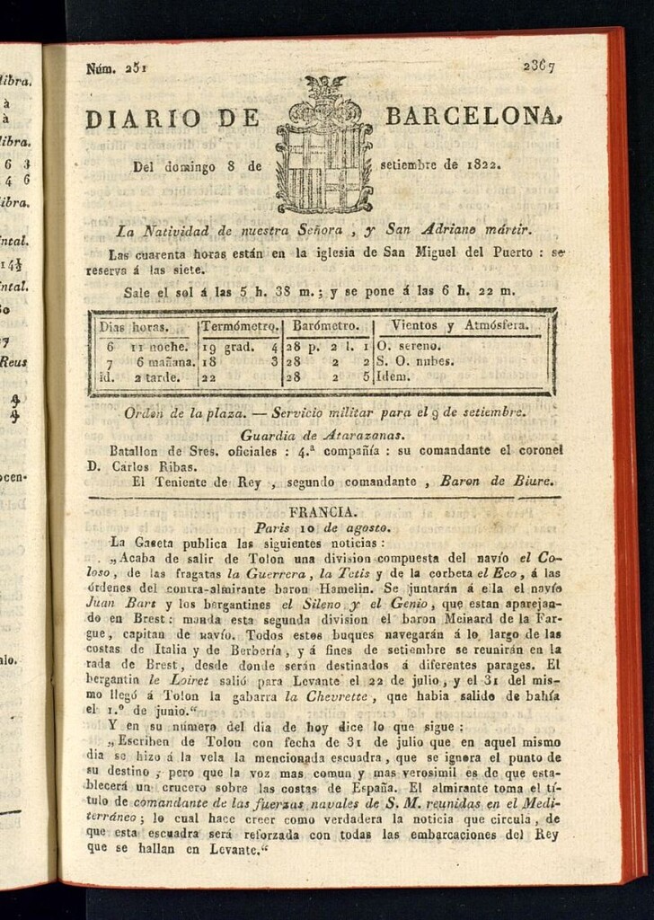 Miniatura de Diario de Barcelona del 8 de septiembre de 1822